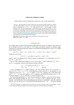 TABLES OF SUBSPACE CODES The seminal paper by Kötter and