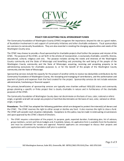 Fiscal Sponsorship Policy - Community Foundation of Washington