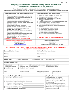Sampling Identification Form for Testing Plants Treated with
