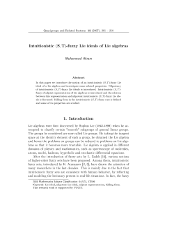 Intuitionistic (S,T)-fuzzy Lie ideals of Lie algebras 1. Introduction
