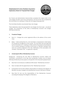 Explanatory Notes for the Rule Changes