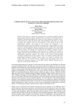 a predictor of quality of life of the mainstreamed elementary students