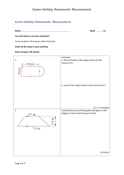 Easter Holiday Homework: Measurement