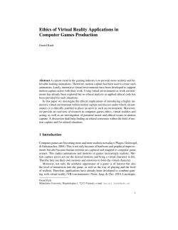 Ethics of Virtual Reality Applications in Computer Games Production