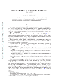 Recent development of chaos theory in topological dynamics