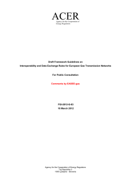 ACER Agency for the Cooperation of Energy Regulators Draft