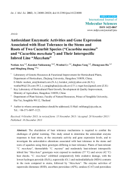 Antioxidant Enzymatic Activities and Gene Expression