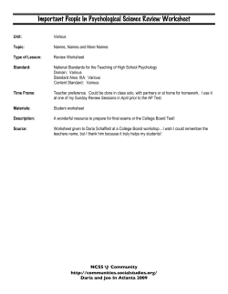 Important People In Psychological Science Review Worksheet