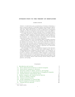 INTRODUCTION TO THE THEORY OF DERIVATORS Contents 1