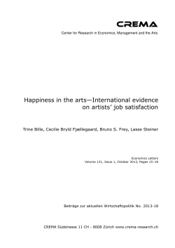 Happiness in the arts&mdash;International evidence on artists` job