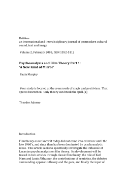 Psychoanalysis and Film Theory
