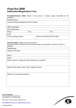Food Act 2008 Notification/Registration Form