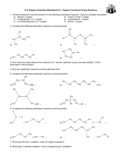12 U Organic Chemistry Worksheet # 4 &ndash; Organic