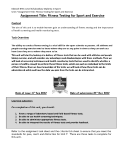 Assignment Title: Fitness Testing for Sport and Exercise