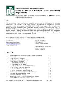 NJHMFA`s Guide to 2013 ENERGY STAR Equivalency Requirements