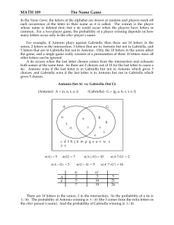 MATH 109 The Name Game
