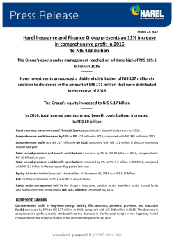 Harel Insurance and Finance Group presents an 11% increase in