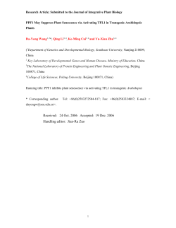 PPF1 upstream regulate TFL-1 - Journal of Integrative Plant Biology