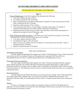 ACCEPTABLE RESIDENCY DOCUMENTATIONS SET 1