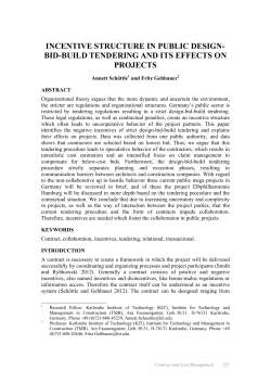 incentive structure in public design- bid-build tendering and its