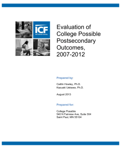 Evaluation of College Possible Postsecondary Outcomes, 2007-2012