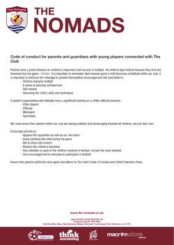 Code of conduct for parents and guardians with young players