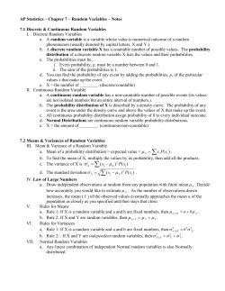 AP Statistics &ndash; Chapter 7 &ndash; Random Variables &ndash; Notes
