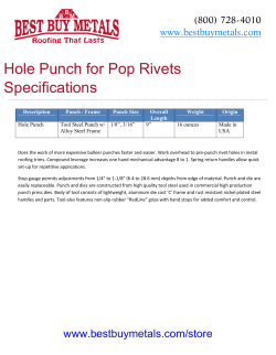 Hole Punch for Pop Rivets Specifications
