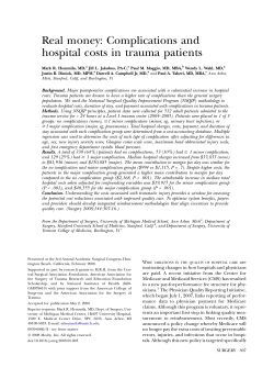 Real money: Complications and hospital costs in trauma