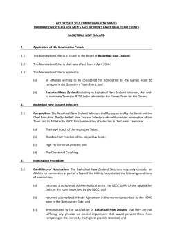 gold coast 2018 commonwealth games nomination criteria for men`s