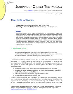 The Role of Roles - The Journal of Object Technology