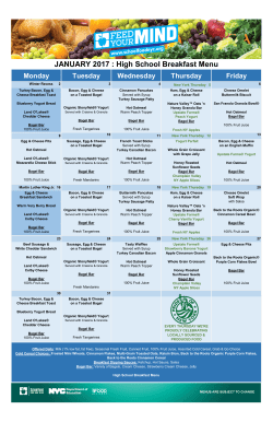 JANUARY 2017 : High School Breakfast Menu