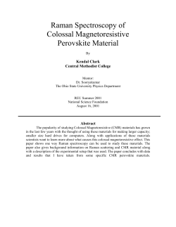 Raman Spectroscopy of - The Ohio State University