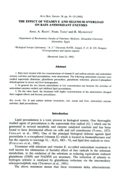 THE EFFECT OF VITAMIN E AND SELENIUM OVERLOAD ON