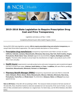 2015-2016 State Legislation to Require Prescription Drug Cost and