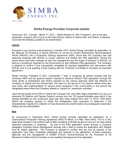 Simba Energy Provides Corporate Update