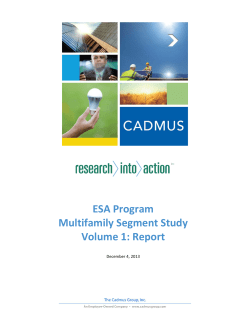 ESA Program Multifamily Segment Study Volume 1