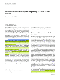 Metaphor creates intimacy and temporarily enhances theory of mind