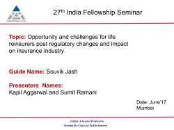 Opportunities for reinsurers &ndash; (Speaker: Sumit) Impact on