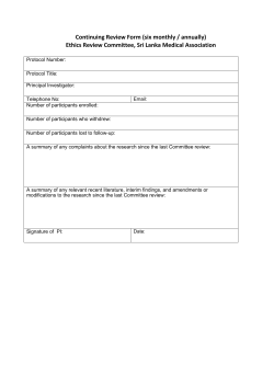 Continuing Review Form - Ethics Review Committee