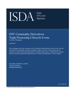 ISDA White Paper - Commodities Trade Processing Life Cycle Events