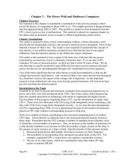 The Power Wall and Multicore Computers