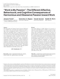 Work is my passion: The different affective, behavioural, and