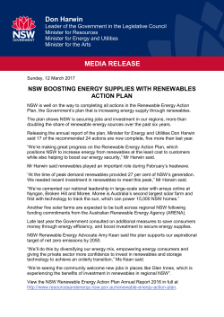 NSW boosting supplies with renewable energy
