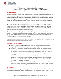 Primary Care Master`s Scholar Program Guidelines and Application