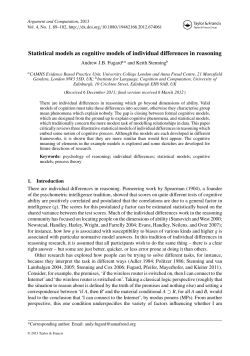 Statistical models as cognitive models of individual differences in