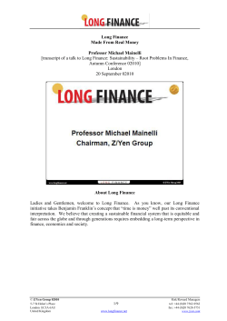 Long Finance Made From Real Money Professor Michael Mainelli
