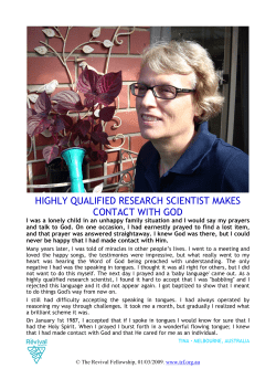 I knew I had made contact with God, I spoke in tongues (Tina)