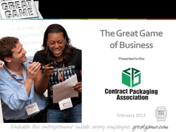 The Great Game of Business - The Contract Packaging Association
