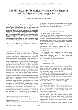 The First Record of Biological Activities of the Egyptian Red Algal